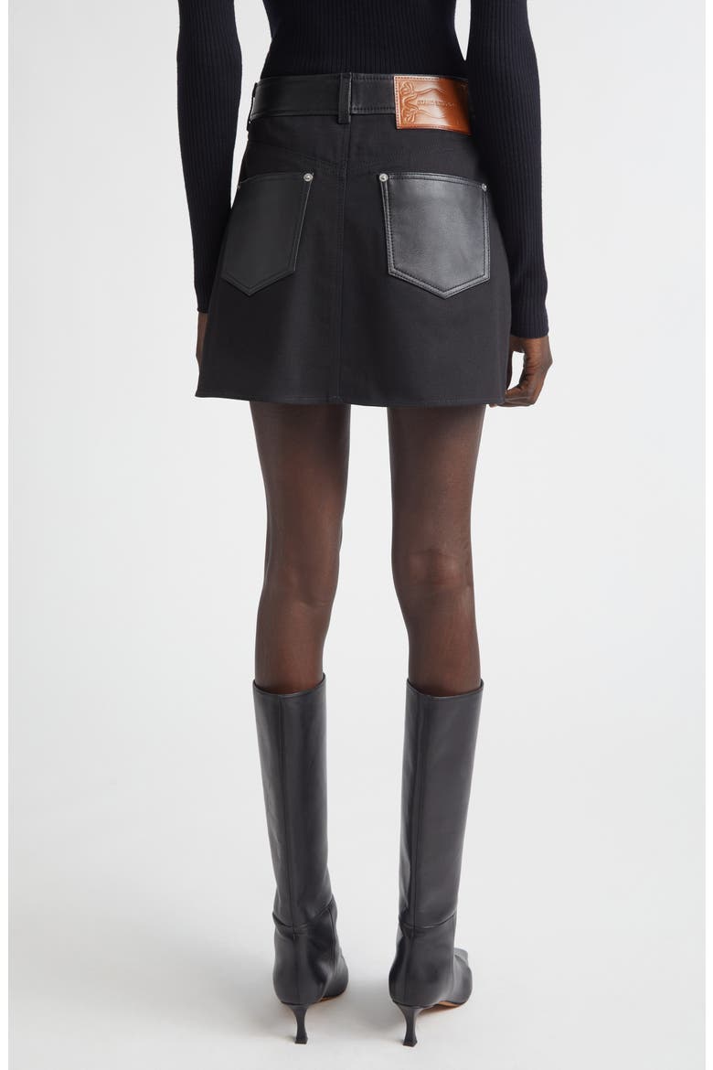 Beatrice Leather Trim Miniskirt, Alternate, color, BLACK