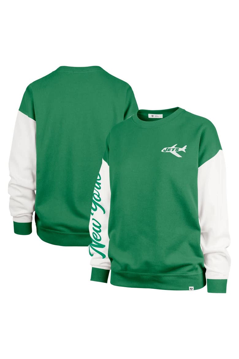 Women's '47  Green New York Jets Double Header Rise Andie Pullover Sweatshirt, Alternate, color, Green