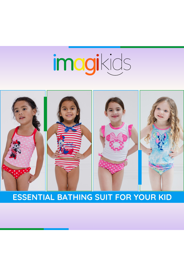 Minnie Mouse 2-Piece Tankini Top and Bikini Bottom Swim Set UPF 50+, Alternate, color, Minnie Red Pink Dot