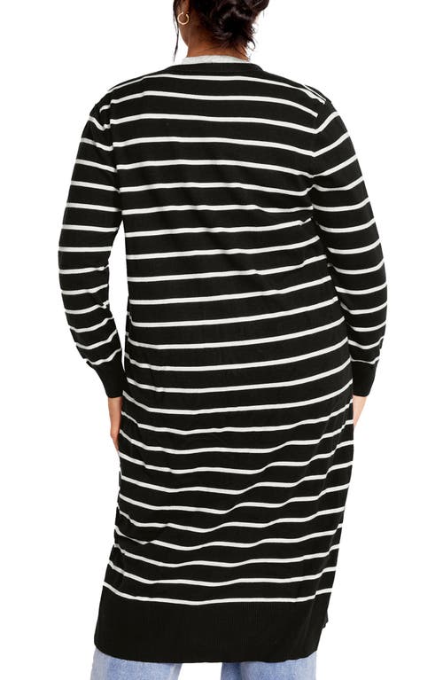 Shop City Chic Josie Stripe Cardigan In Black/white Stripe
