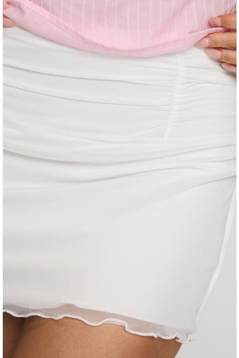 Merideth Ruched Miniskirt, Alternate, color, WHITE