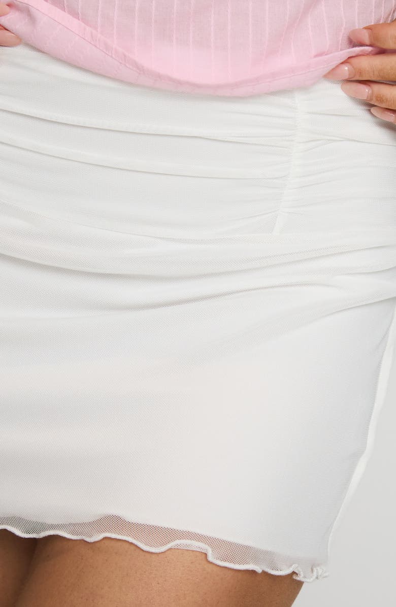 Princess Polly Merideth Ruched Miniskirt, Alternate, color, White