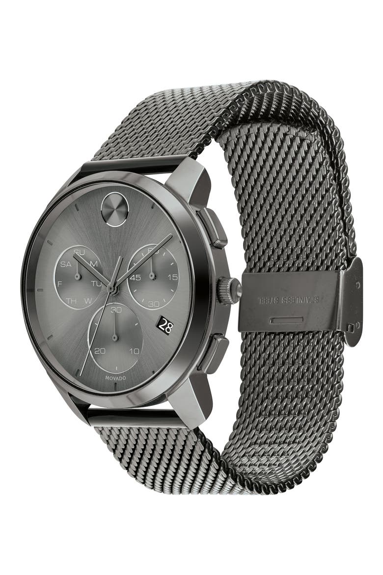 Bold Chronograph Mesh Strap Watch, 42mm, Alternate, color, GRAY