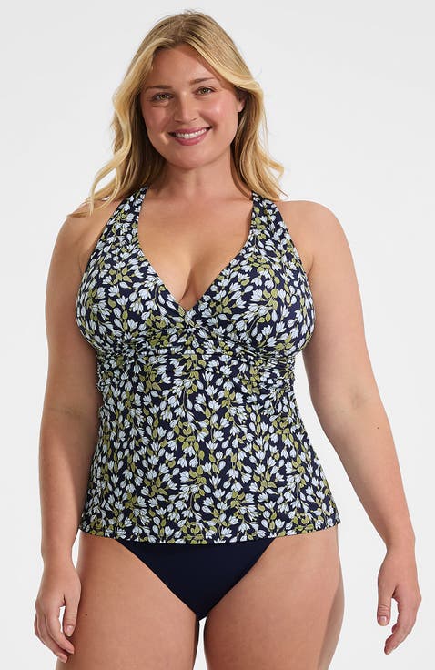 Chlorine Resistant Plunge X-Back Tankini Swimsuit Top