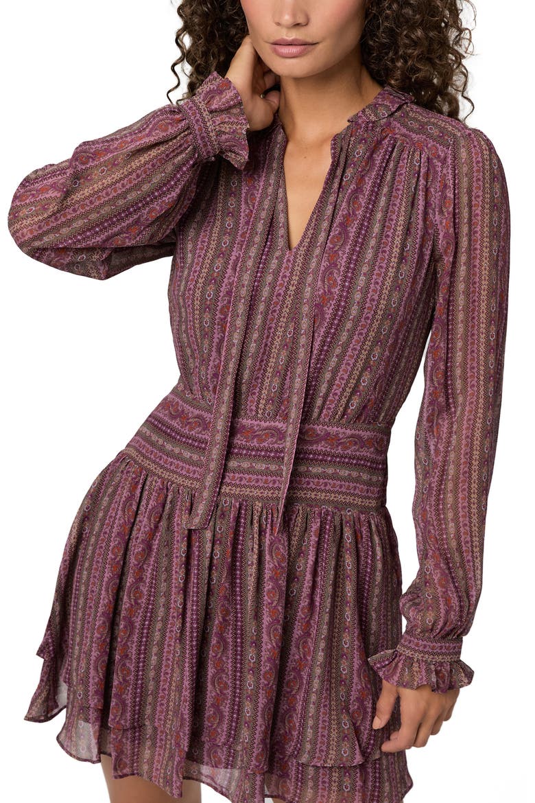 Nantes Silk Chiffon Minidress, Alternate, color, DEEP MAUVE MULTI