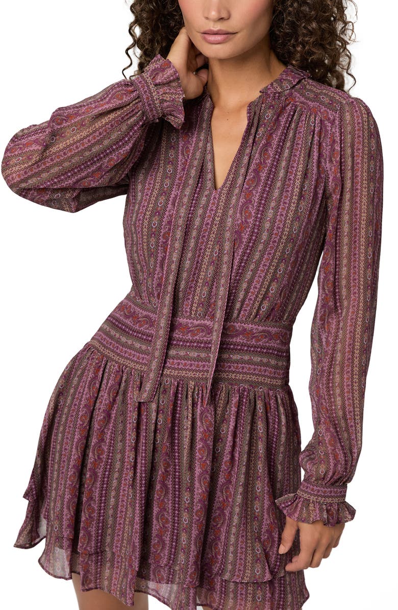 PAIGE Nantes Silk Chiffon Minidress, Alternate, color, Deep Mauve Multi