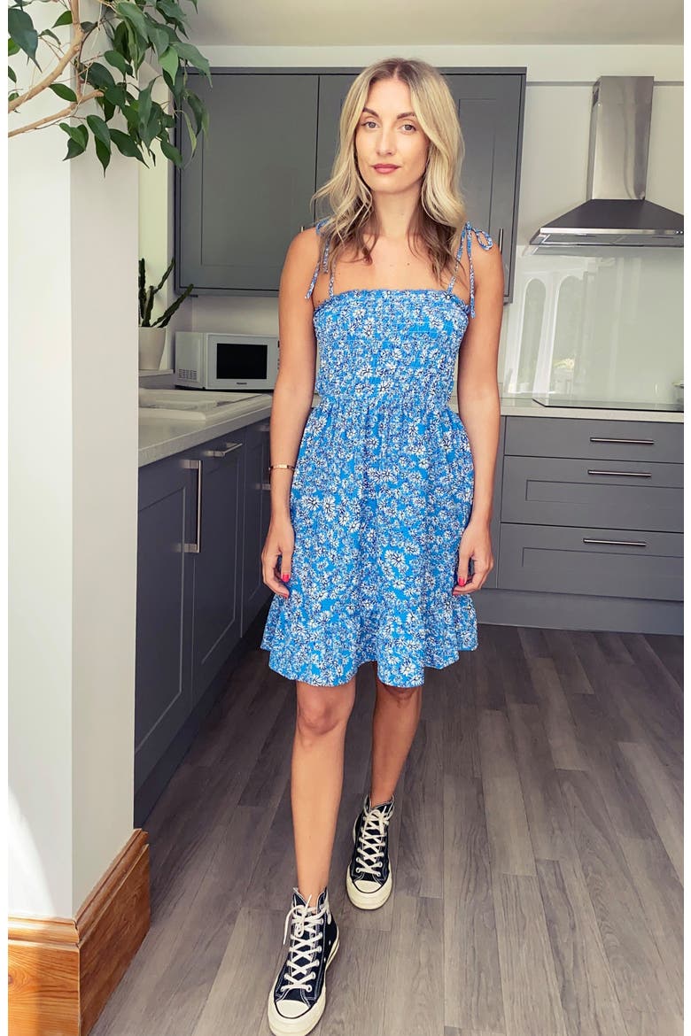 Animal Print Minidress, Alternate, color, BLUE MULTI
