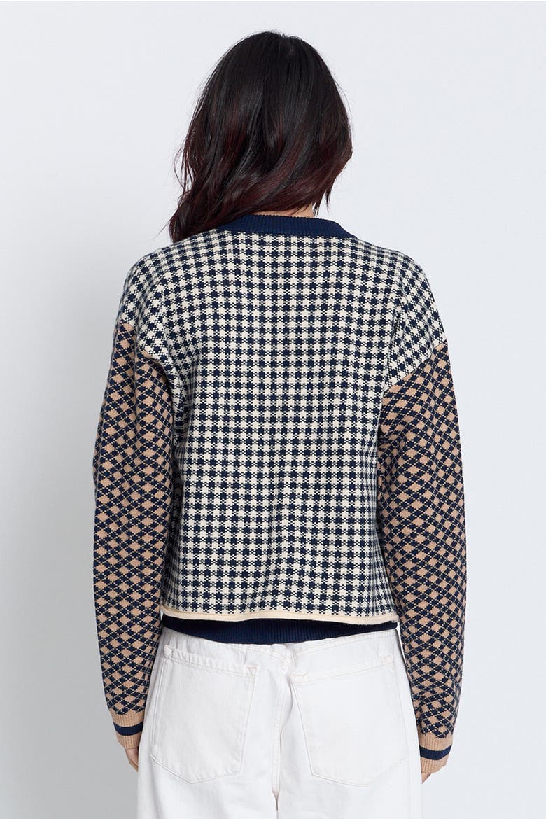 Marlo Mixed Check Cardigan, Alternate, color, NAVY MULTI