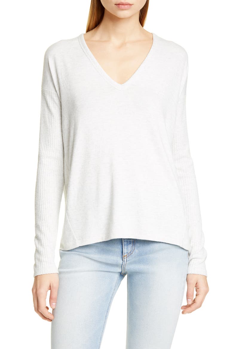 Clara V-Neck Top, Main, color, EARL GREY