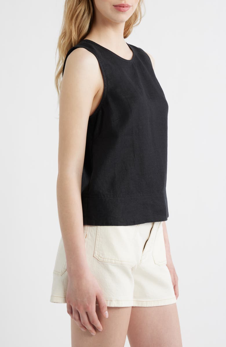 Madewell Suki Sleeveless Linen Top, Alternate, color, Jet Black
