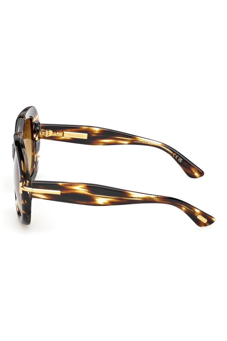 56mm Geometric Sunglasses, Alternate, color, BROWN STRIPED BEVELED/ BROWN