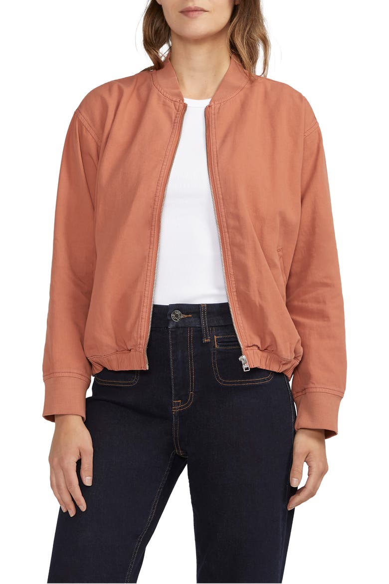 Cotton & Linen Bomber Jacket, Main, color, CHUTNEY