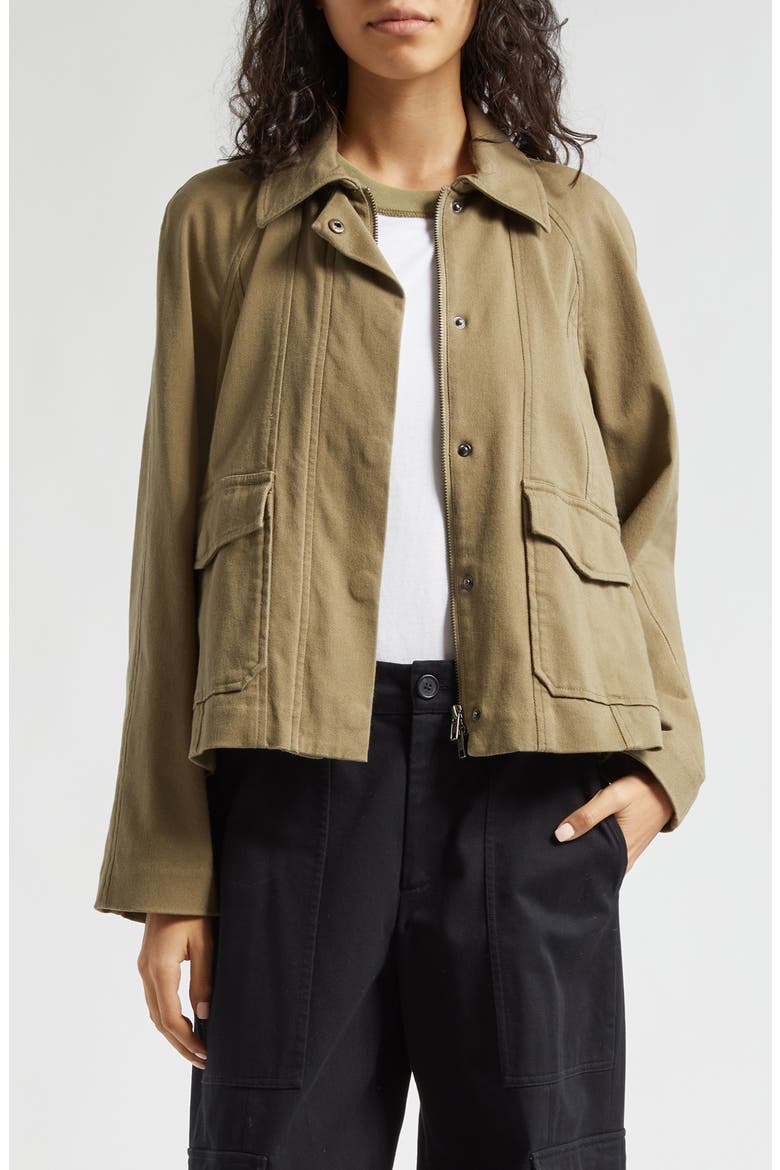 Raglan Sleeve Cotton Blend Work Jacket, Main, color, OIL GREEN