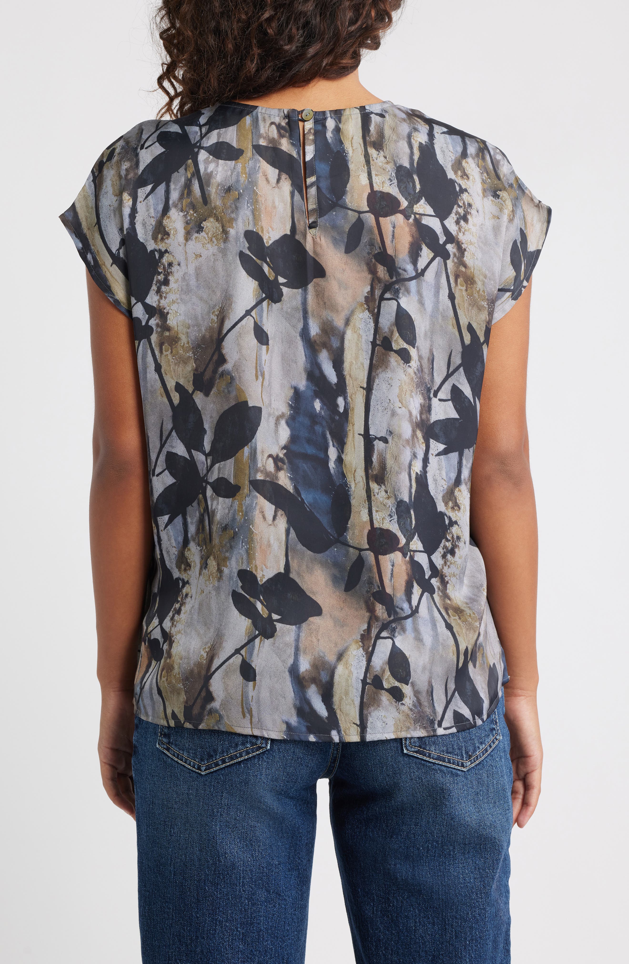 Print Cap Sleeve Shell - image 4