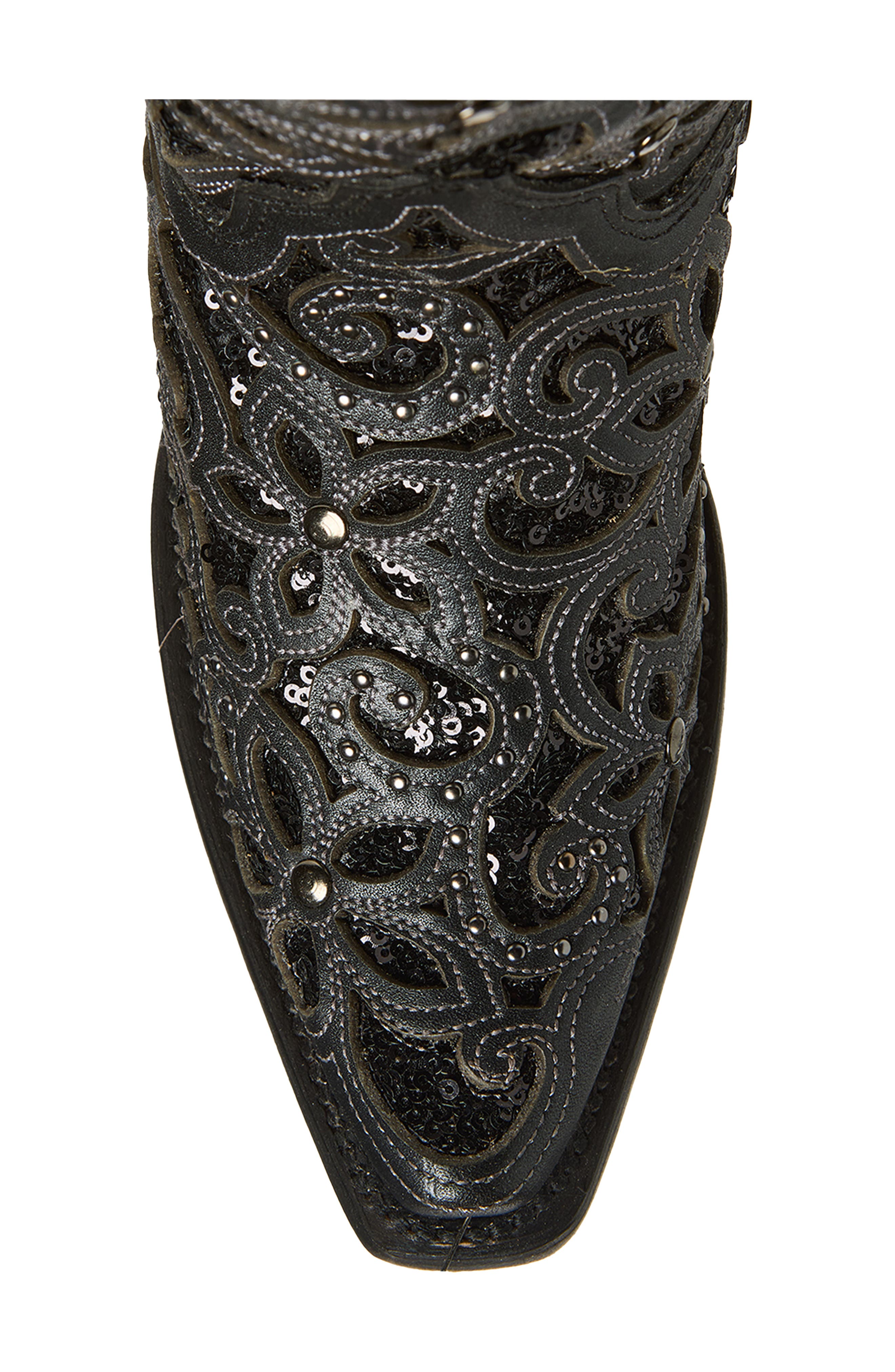 CORRAL Sequin Mid Calf Western Boot, Alternate, color, Black