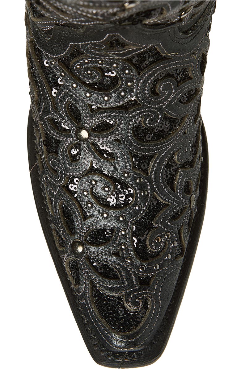 CORRAL Sequin Mid Calf Western Boot, Alternate, color, Black