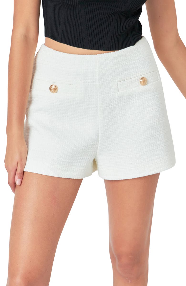 Endless Rose High Waist Tweed Shorts, Alternate, color,