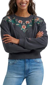 Wrangler Floral Embroidered Yoke Sweatshirt