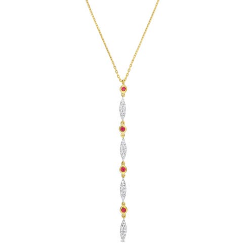Ruby & Diamond Lariat Necklace 10k