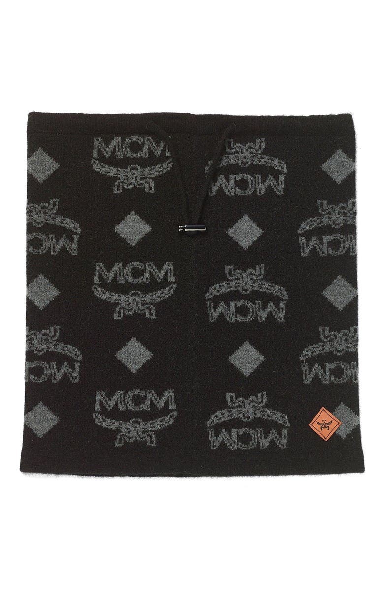 MCM Neck Warmer in Monogram Wool Jacquard, Alternate, color, Black