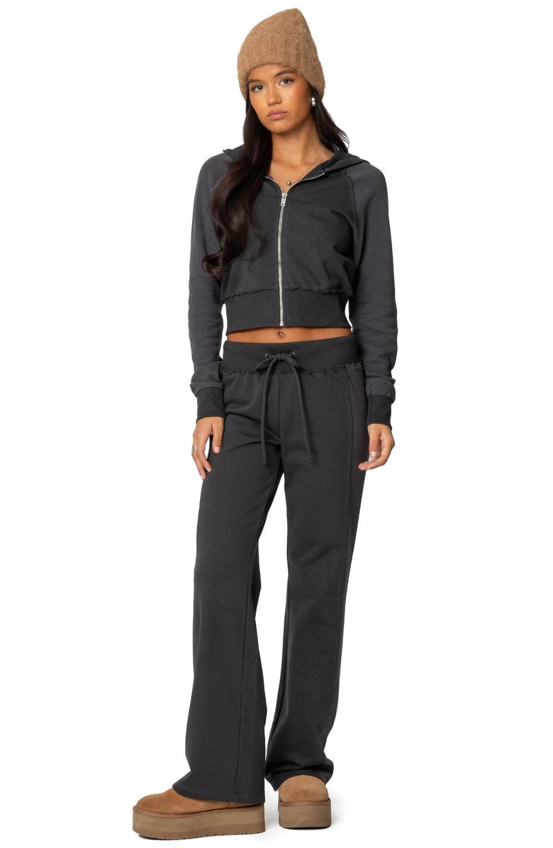 EDIKTED Chandler Crop Hoodie, Alternate, color, Gray