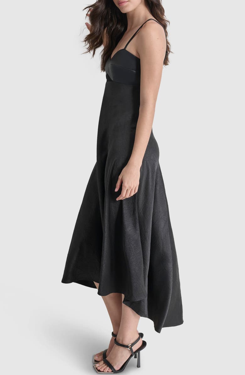 DKNY Satin & Faux Leather Sleeveless Maxi Dress, Alternate, color, 