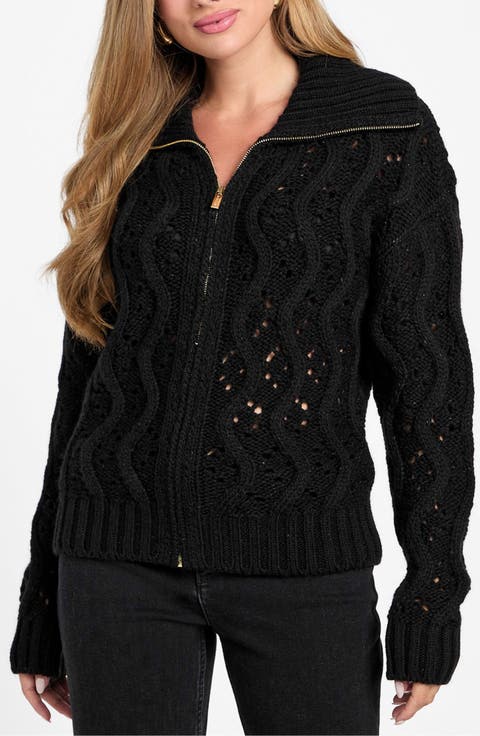 Adenora Metallic Cable Cardigan