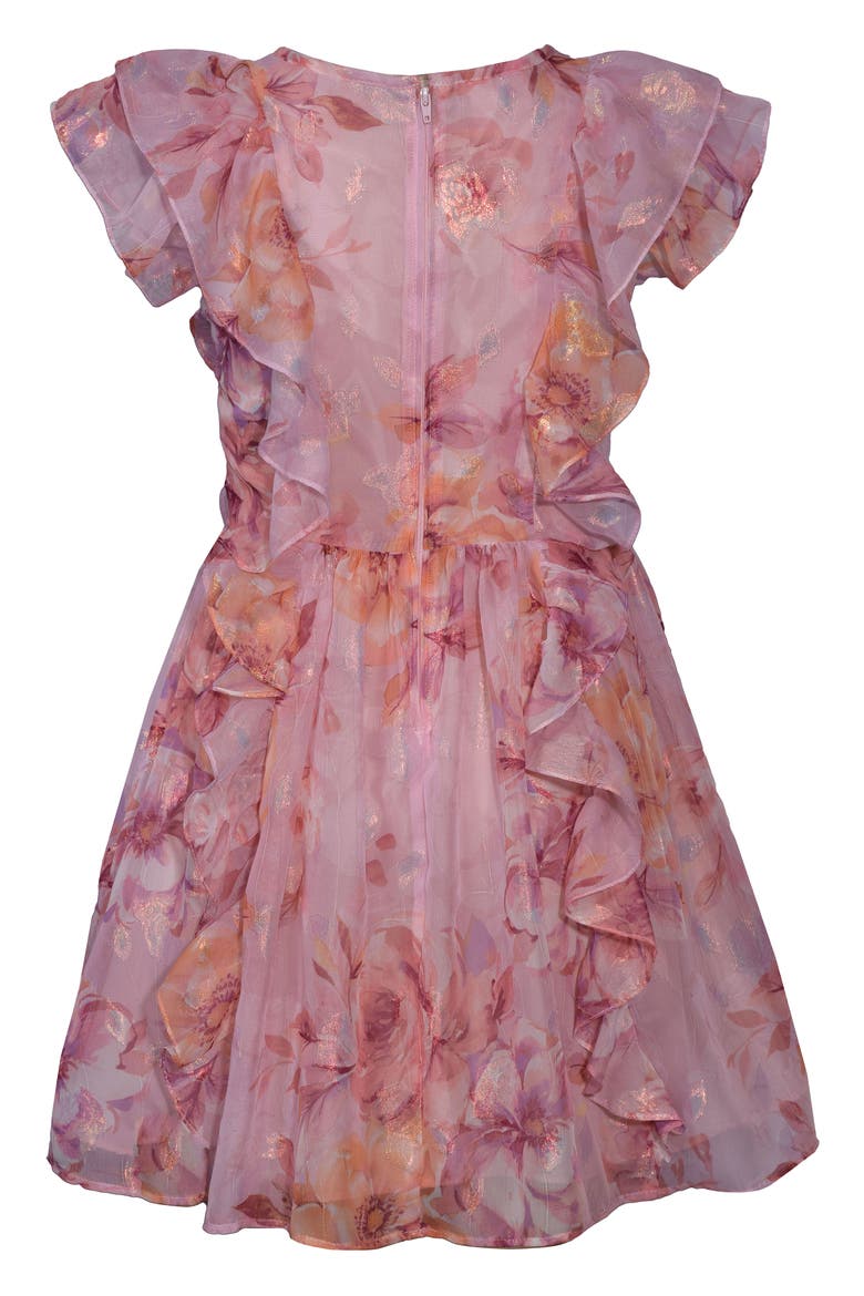 Kids' Foiled Chiffon Dress, Alternate, color, BLUSH
