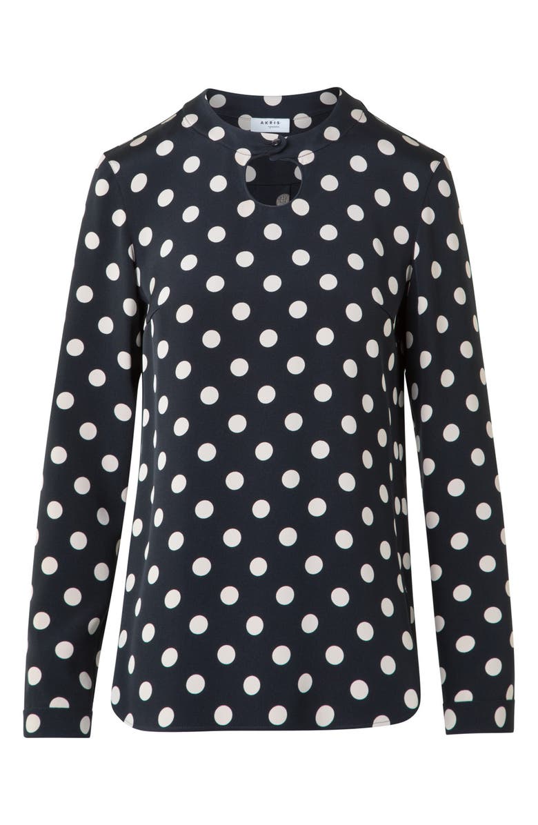Akris punto Polka Dot Long Sleeve Top, Alternate, color, Black