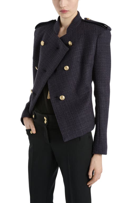 Balmain Tweed 6-button Jacket In Blue