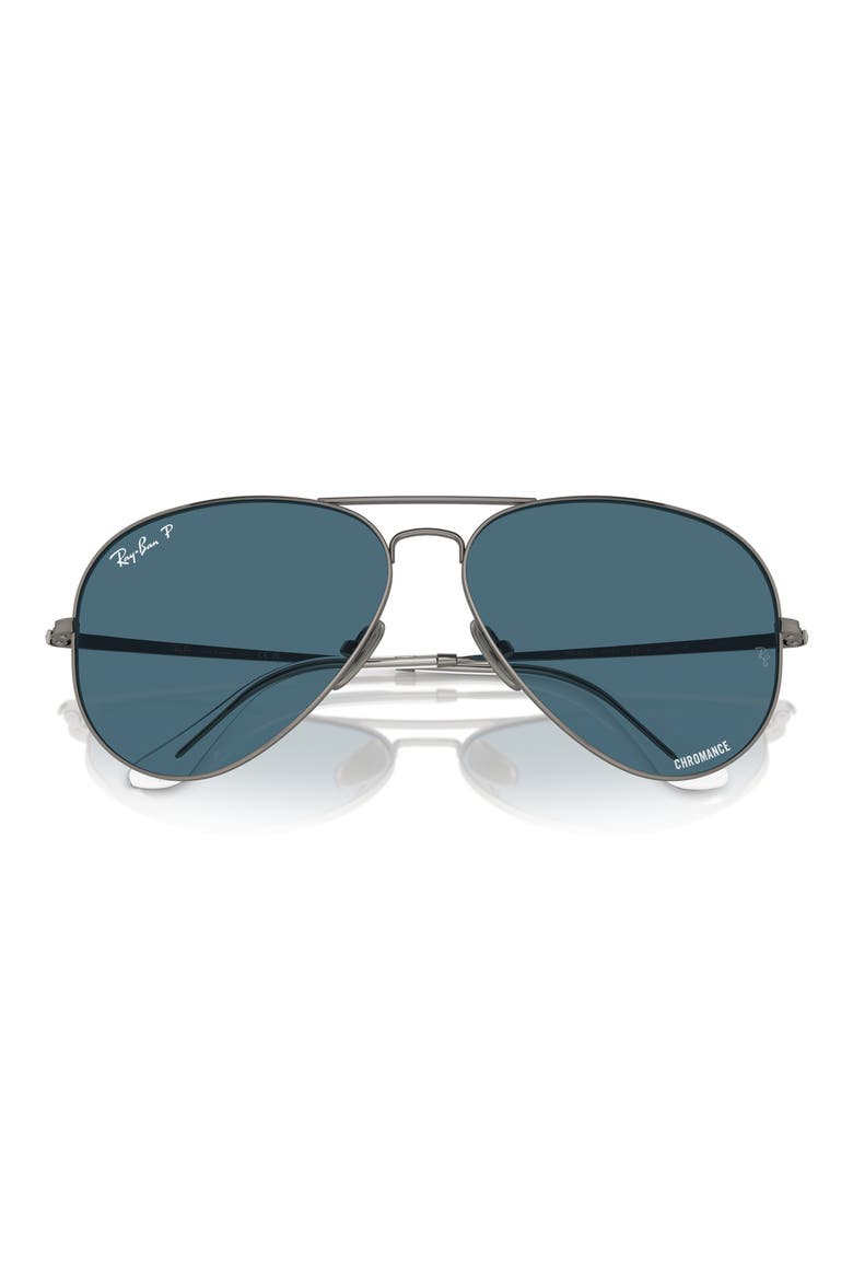 58mm Polarized Oversize Pilot Sunglasses, Main, color, POLAR BLUE