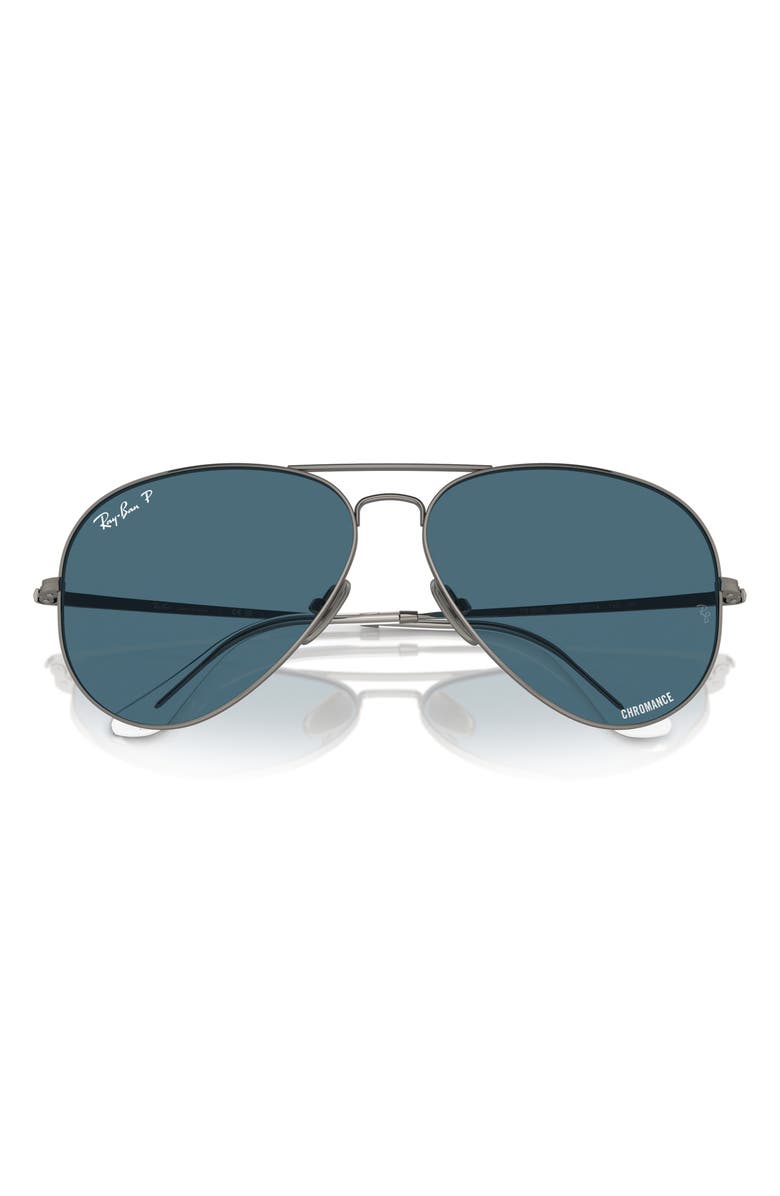 Ray-Ban 58mm Polarized Oversize Pilot Sunglasses, Main, color, Polar Blue
