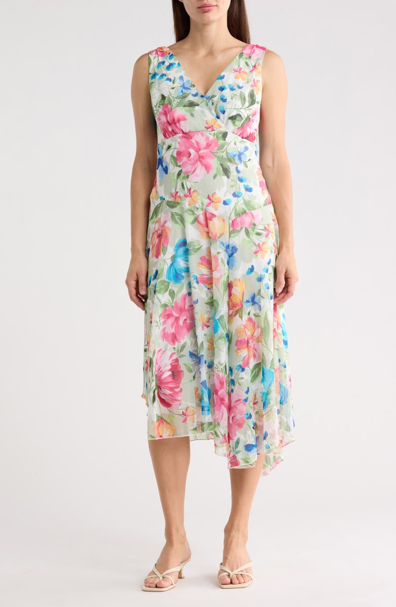 Connected Apparel Yoryu Asymmetric Midi Dress, Main, color, Sage