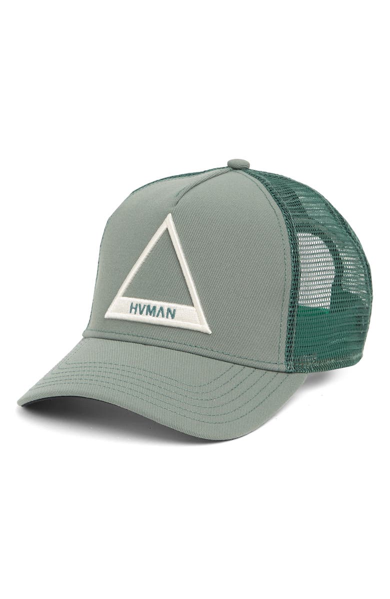 HVMAN Triangle Logo Mesh Trucker Cap, Main, color, Aspen