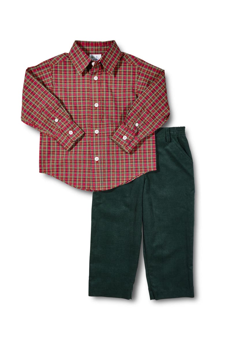 Plaid Button Down Shirt, Alternate, color, Red, Green