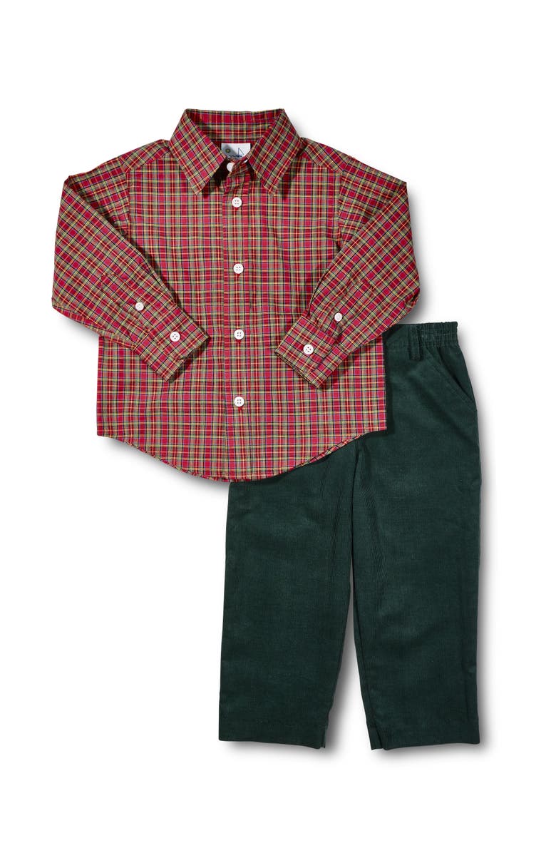 Florence Eiseman Plaid Button Down Shirt, Alternate, color, Red, Green