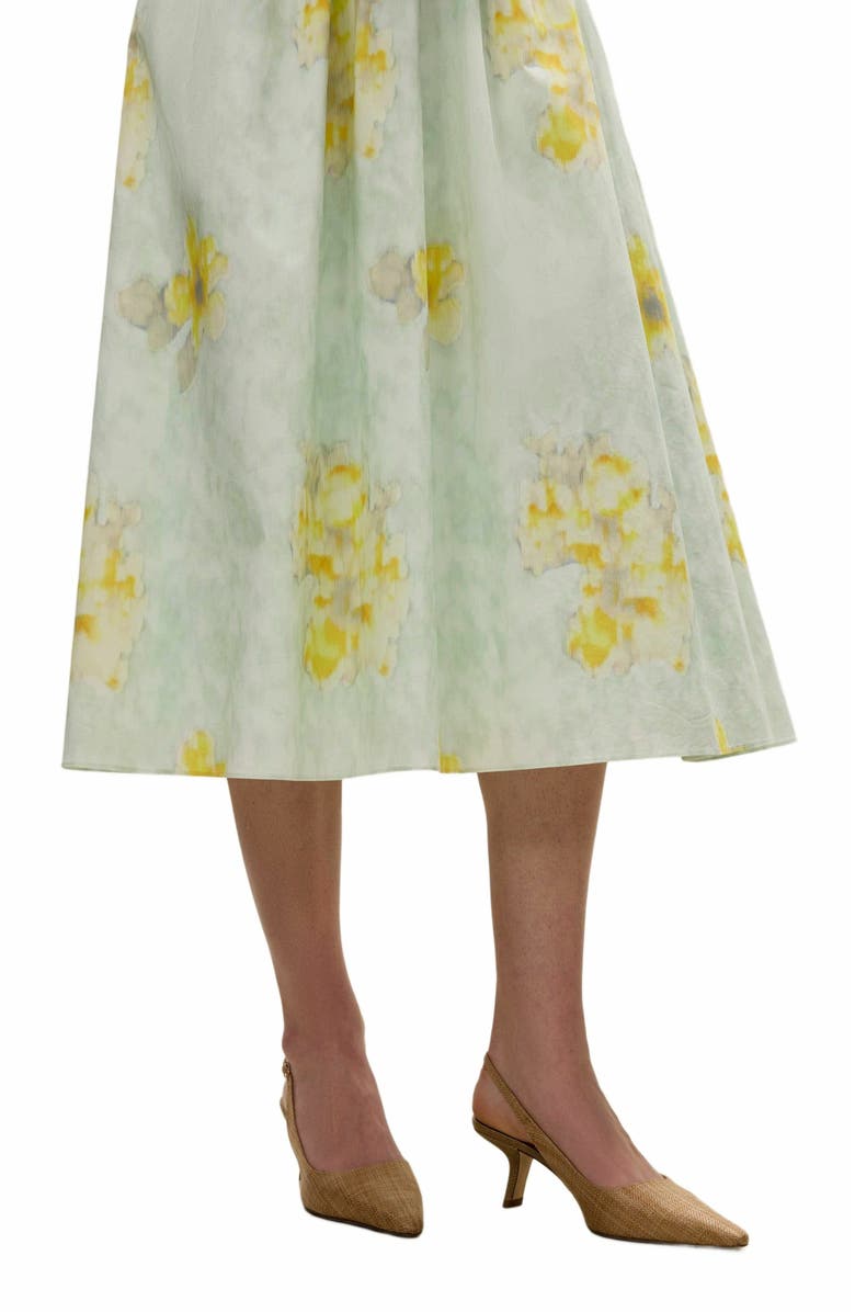 Rebecca Taylor Yara Poplin Midi Dress, Alternate, color, Sage Combo