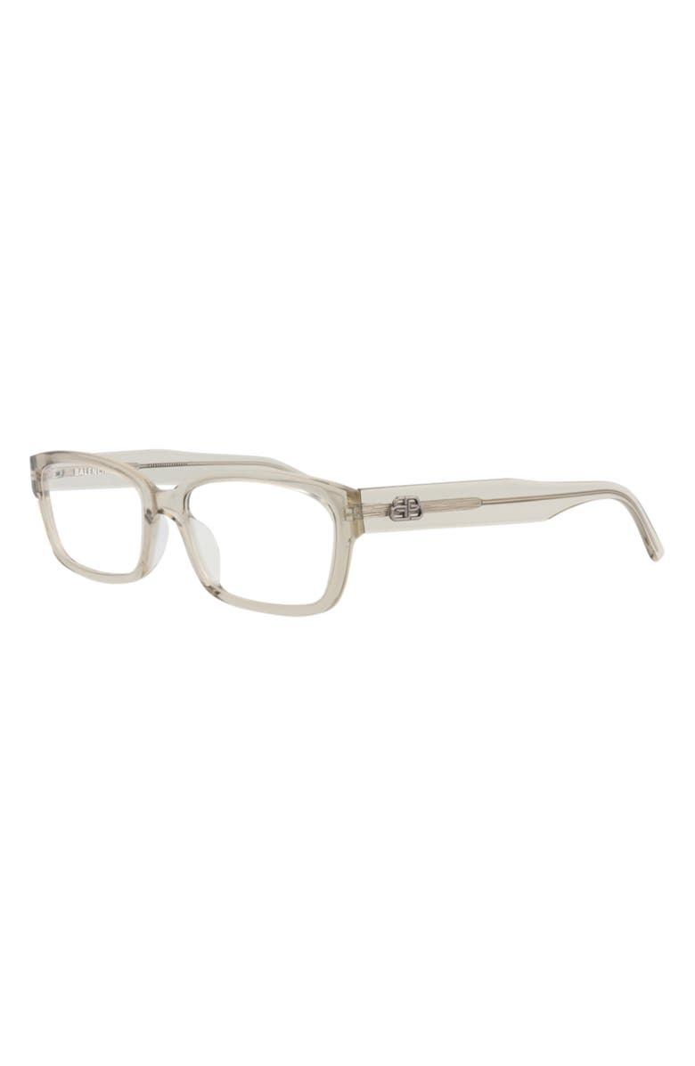 Balenciaga 55mm Rectangular Optical Glasses, Alternate, color, Beige Beige Transparent