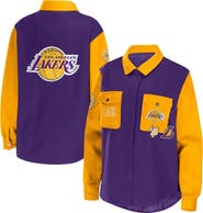 WEAR by Erin Andrews Women's WEAR by Erin Andrews Purple Los Angeles Lakers Colorblock Button-Up Shirt Jacket