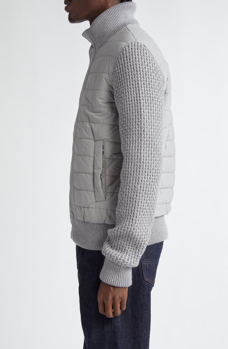 Herno Mixed Media Bomber Jacket, Alternate, color, 