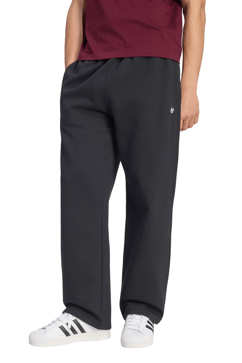 Trefoil Essentials Fleece Sweatpants, Main, color, BLACK