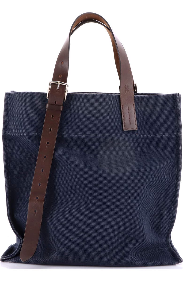 Pre-Owned Hermes Etriviere Shopping Tote Toile and Leather, Main, color, Blue