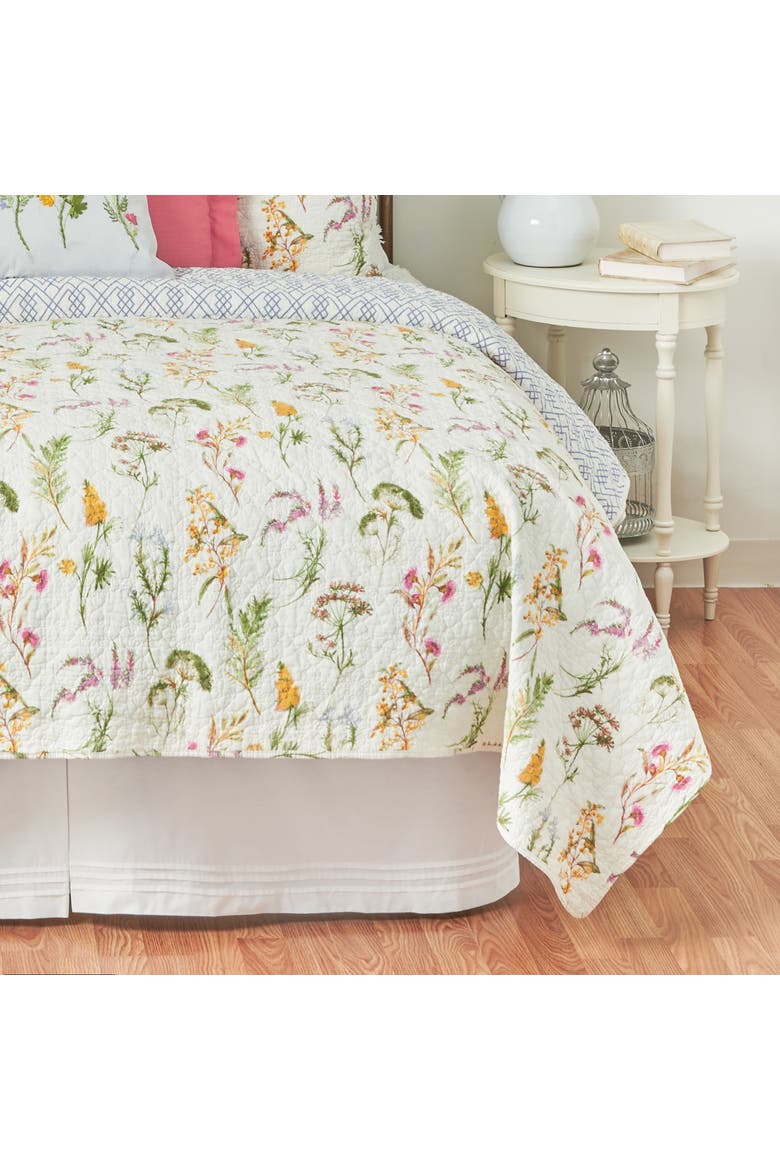 Genevieve Spring Floral Cotton Quilt Set  - Reversible and Machine Washable, Alternate, color, White