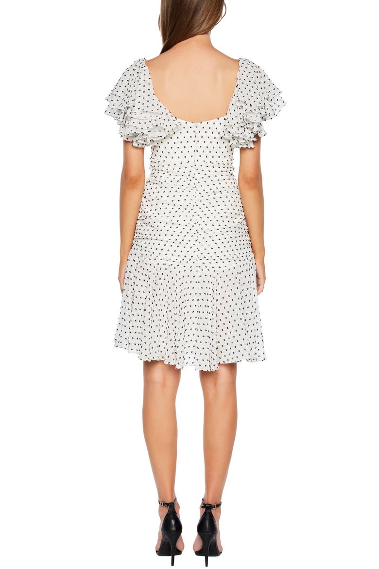 Jessi Ruched & Ruffled Party Dress, Alternate, color, BLACK/ WHITE