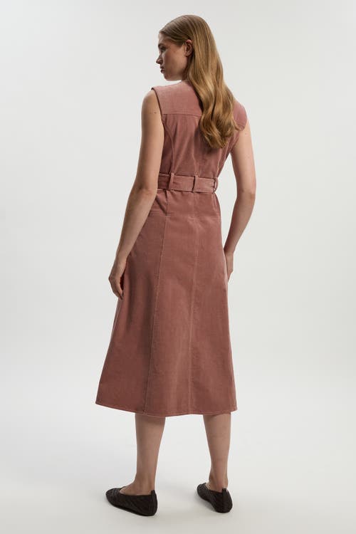 Karen Millen Stretch Cord Belted Midi Dress In Pink