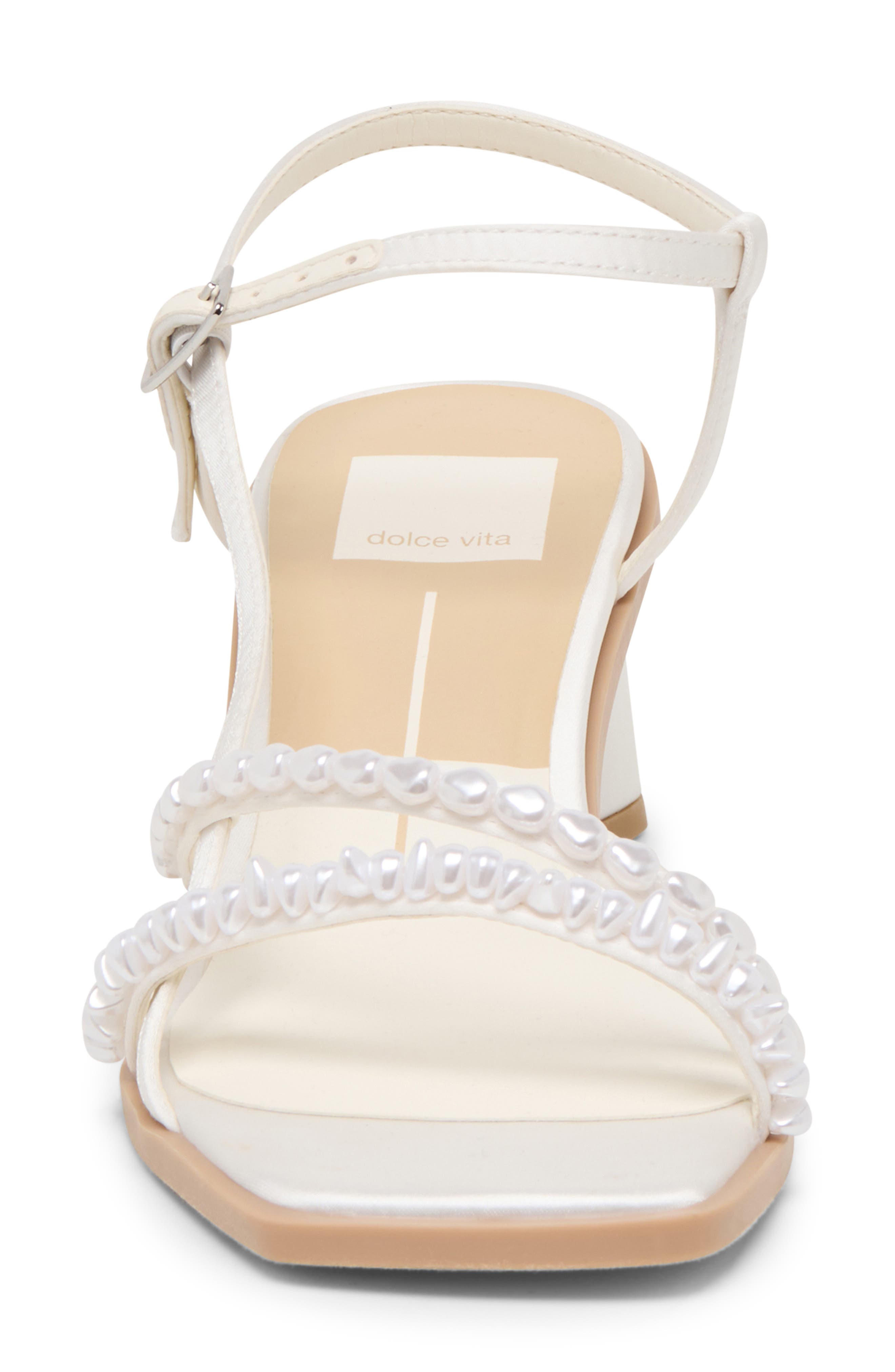 Dolce Vita Belita Embellished Sandal, Alternate, color, True White Satin