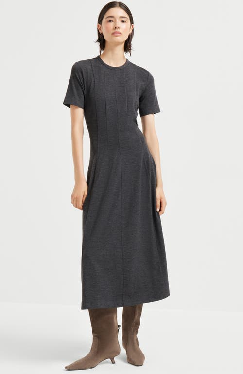 Brunello Cucinelli Short-sleeve Jersey Midi Dress In Gray
