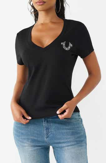 True Religion Crystal V-Neck Tee