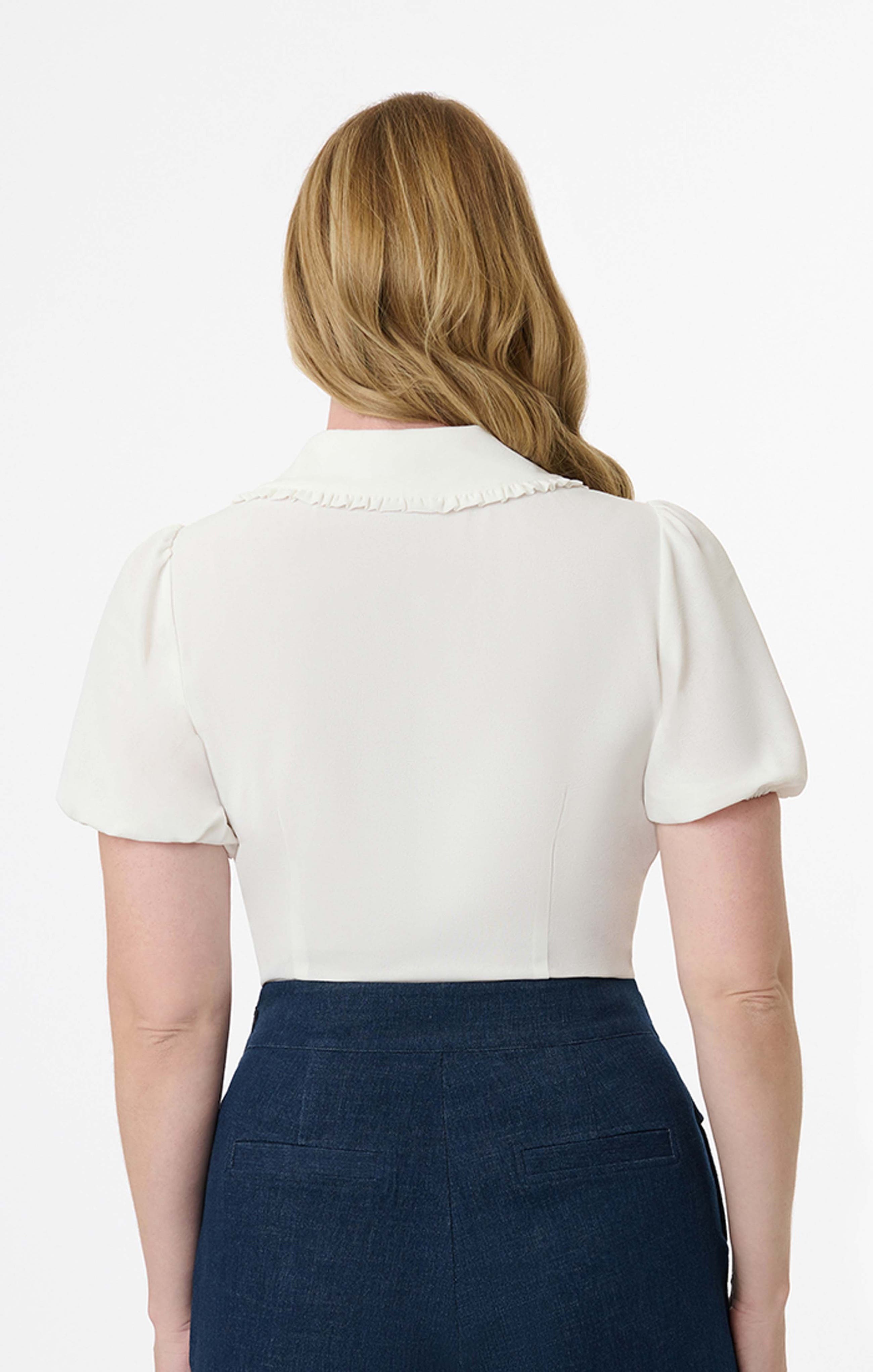 Short Sleeve Oversized Collar Blouse - image 2