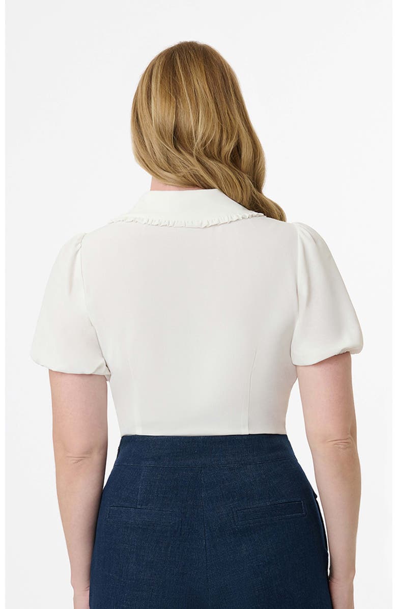 Unique Vintage Short Sleeve Oversized Collar Blouse, Alternate, color, White